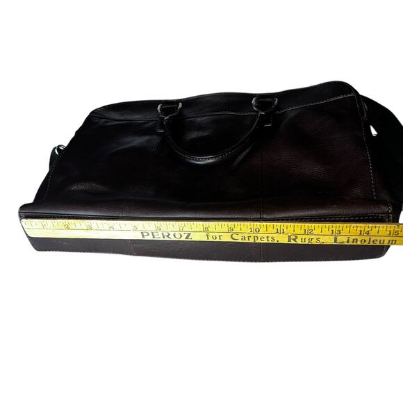 Vintage FOSSIL Mercer Dark Brown Leather Double Zip Work Messenger Bag tote - Picture 4 of 10
